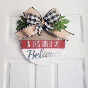 Handmade Christmas Wood Round Wreath Christmas Wreath